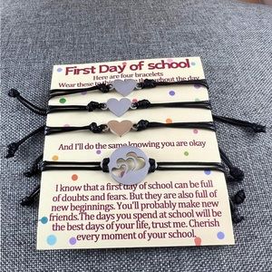 Back to School Mommy and Me Bracelet Matching Heart Wish Bracelet Set